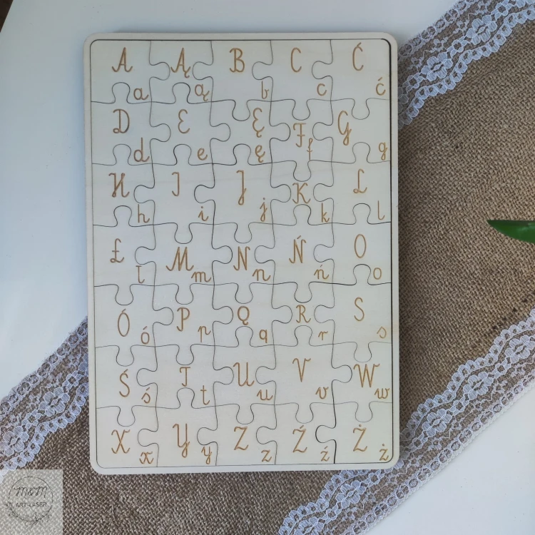 drewniane puzzle alfabet