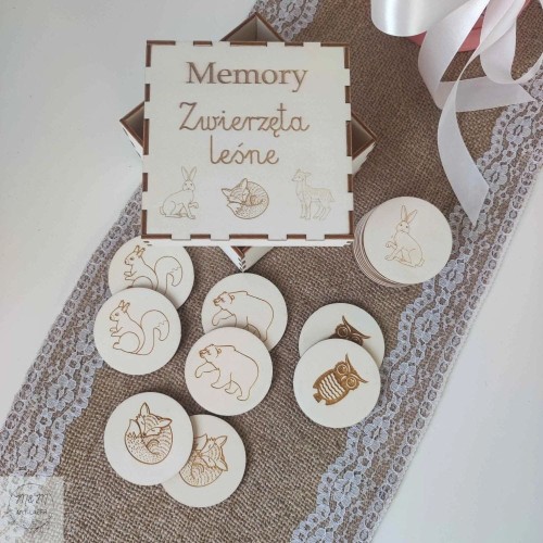 drewniana gra pamięciowa memory zwierzęta leśne