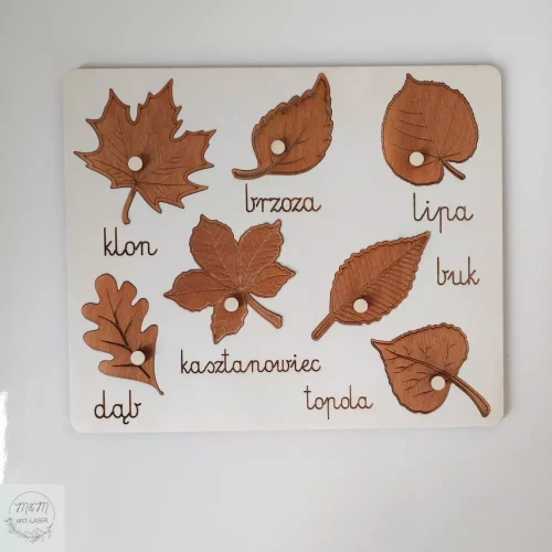 drewniana układanka liście