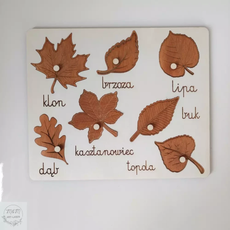 drewniana układanka liście